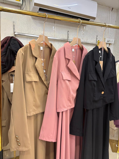 Crop Long Sleeves Blazer With Skirt Sets